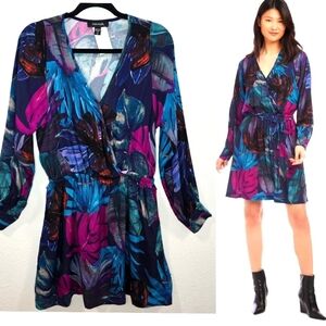 Karen Kane Womens Floral Long Sleeves Mini Dress  Party Lightweigt Size M
